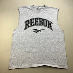 Vintage Reebok Tank Top Shirt Adult XL Gray Logo Sportswear Athletic USA 90s